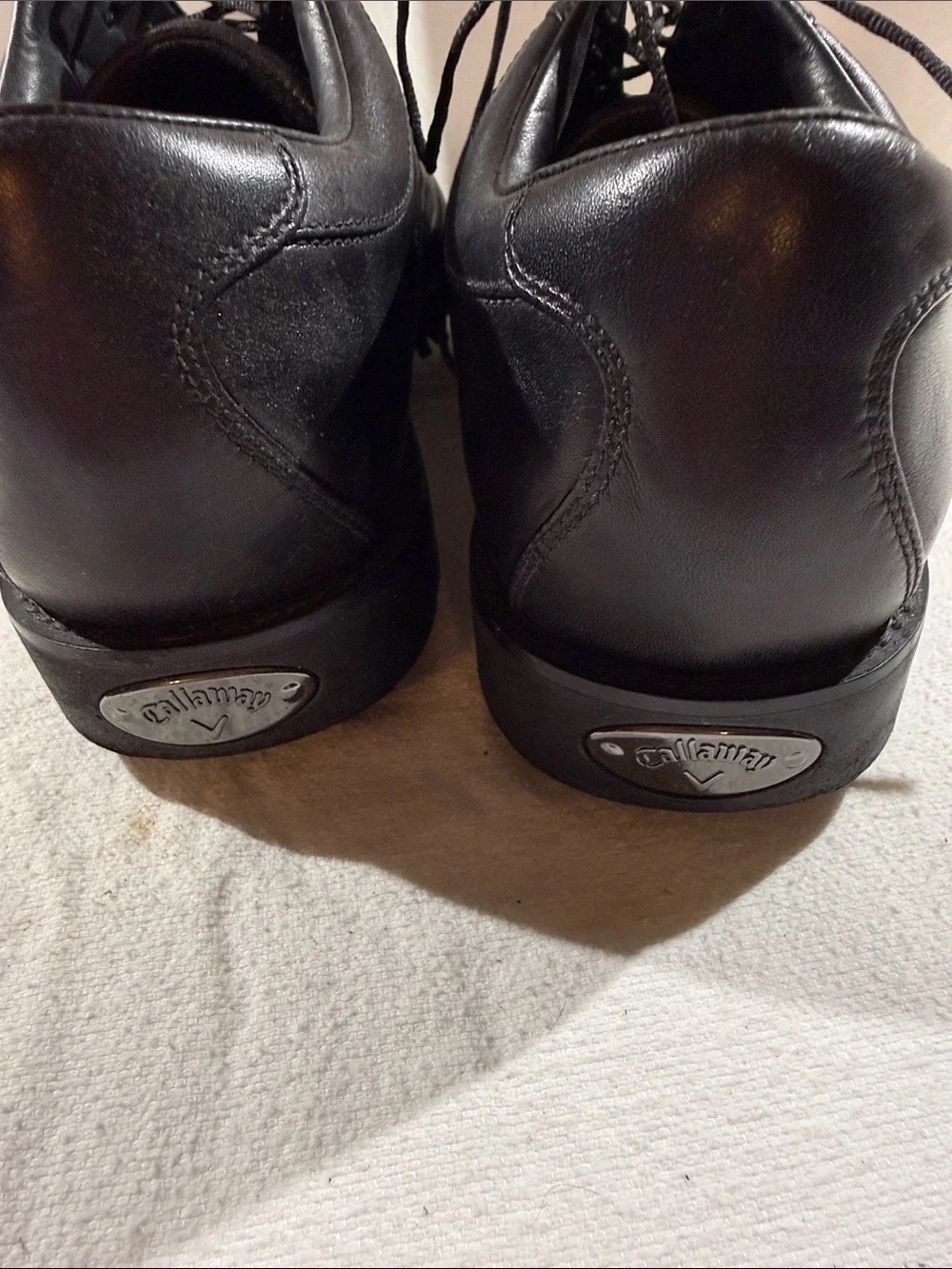 Callaway Men's Black Lace-Up Leather Golf Shoes